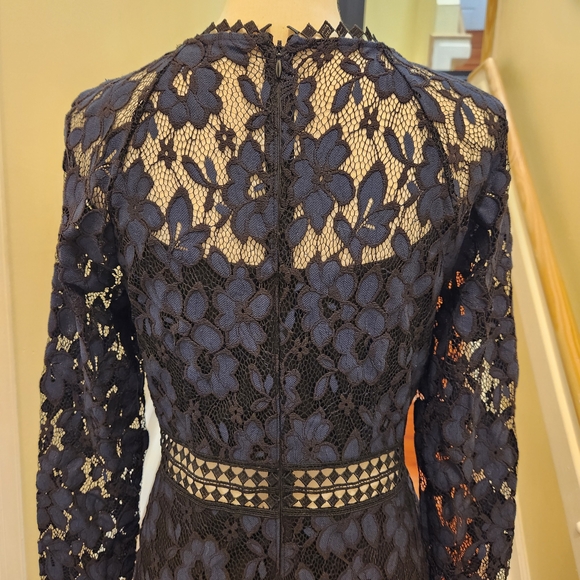 RACHEL Rachel Roy Navy Lace Long Sleeve Dress - Picture 6 of 12